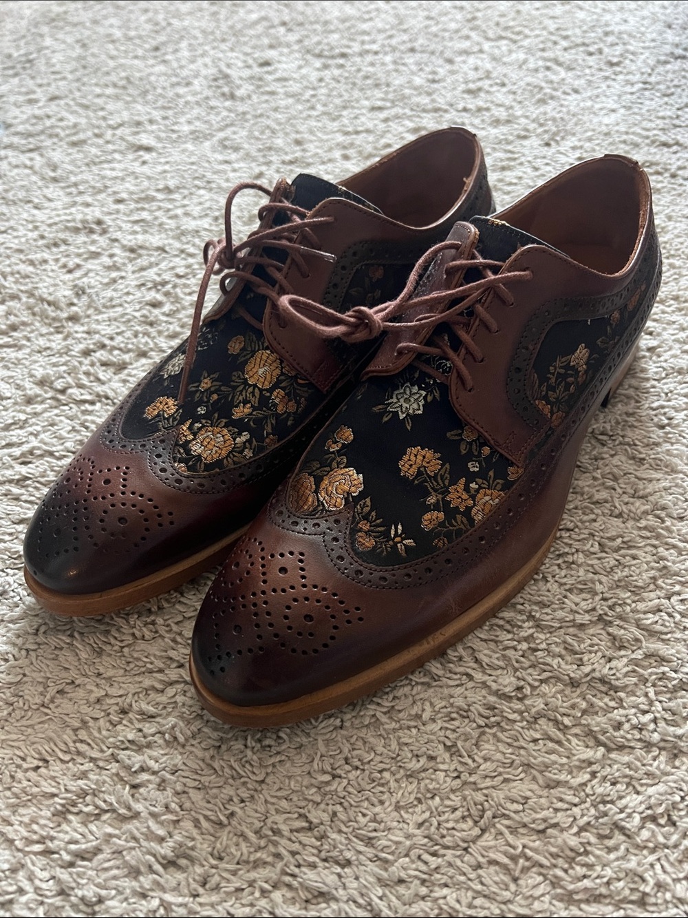 Taft Floral Wingtip Derby Shoes for Men